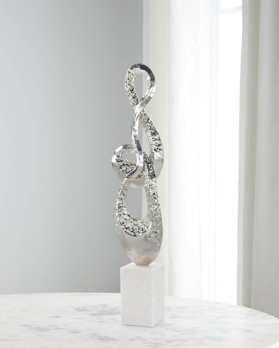 Coiled Metal Sculpture on Marble Base